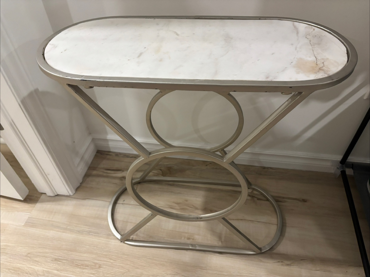 Oval Side Table with Marble Top