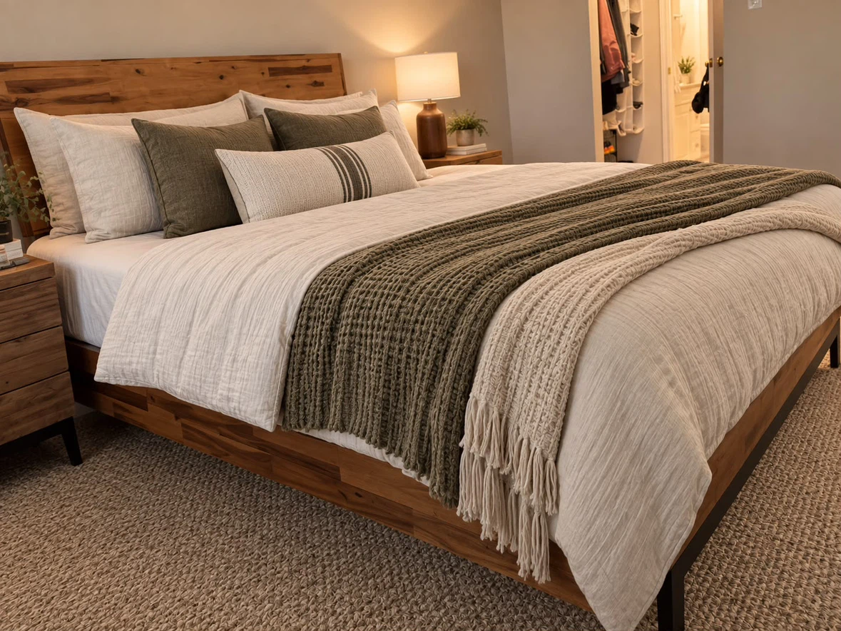 Beautiful Queens size Bed with Bloom memory foam matress