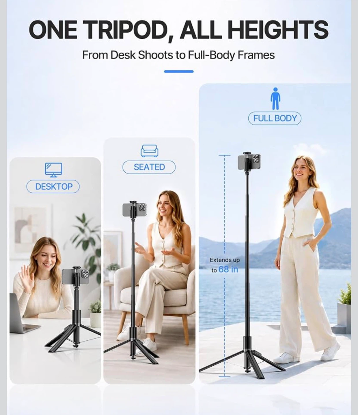 Phone Tripod Stand with Bluetooth Remote - photo 3