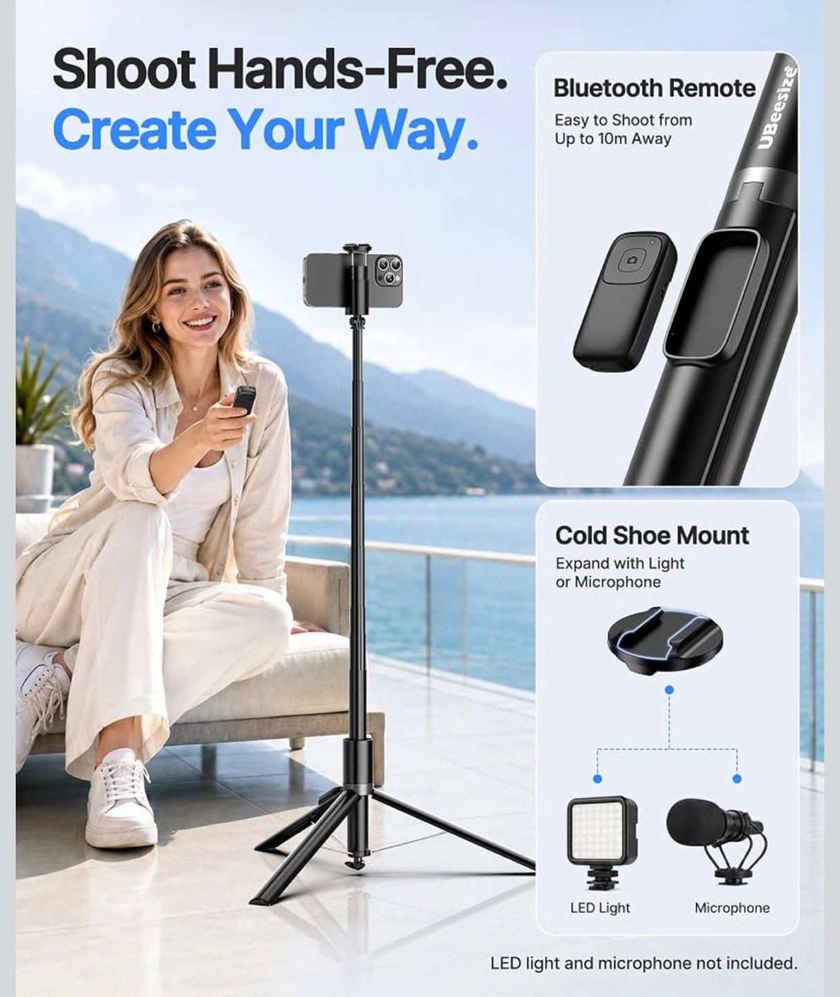 Phone Tripod Stand with Bluetooth Remote - photo 5