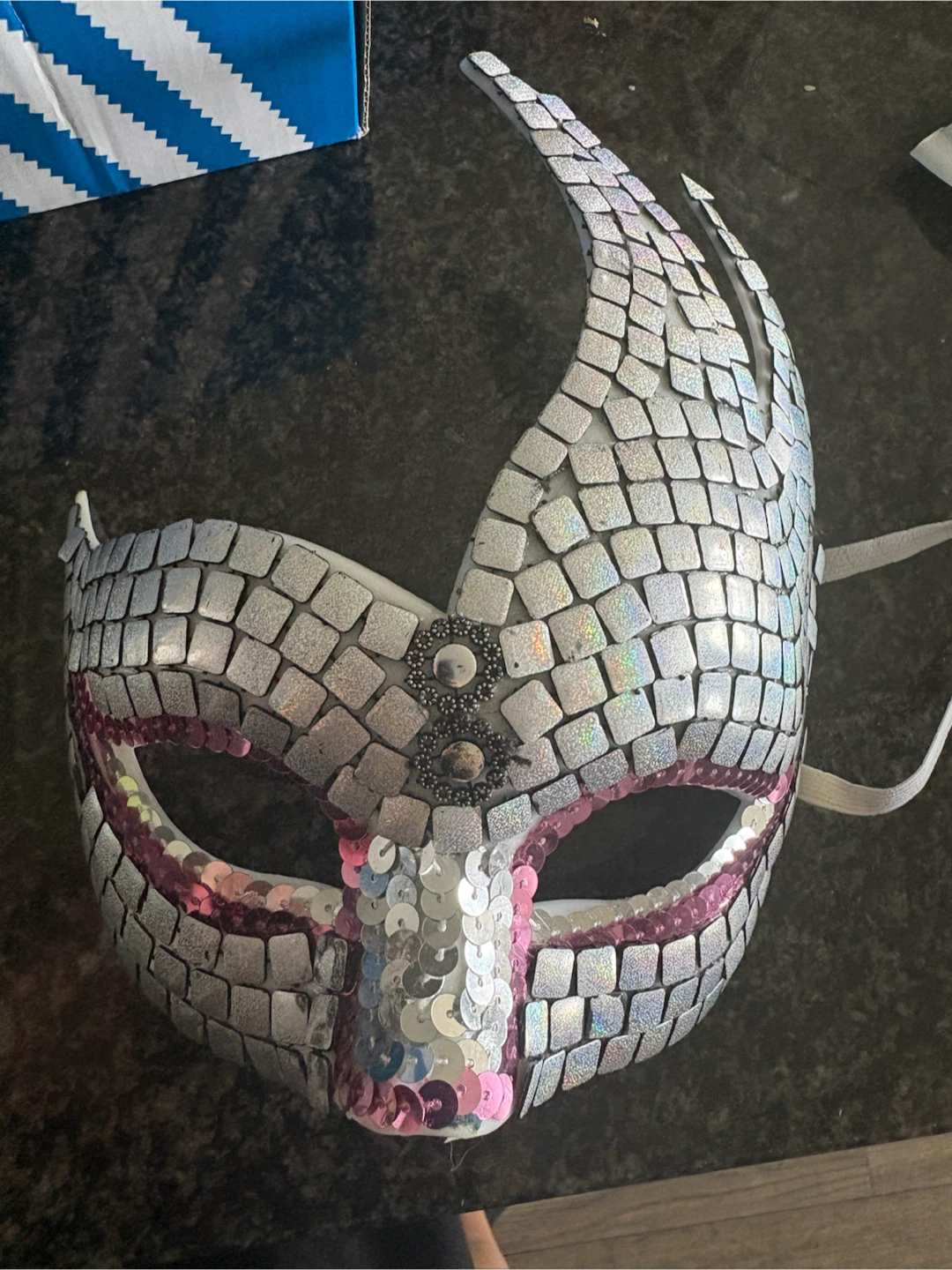 Silver Sequin and Mirror Masquerade Mask