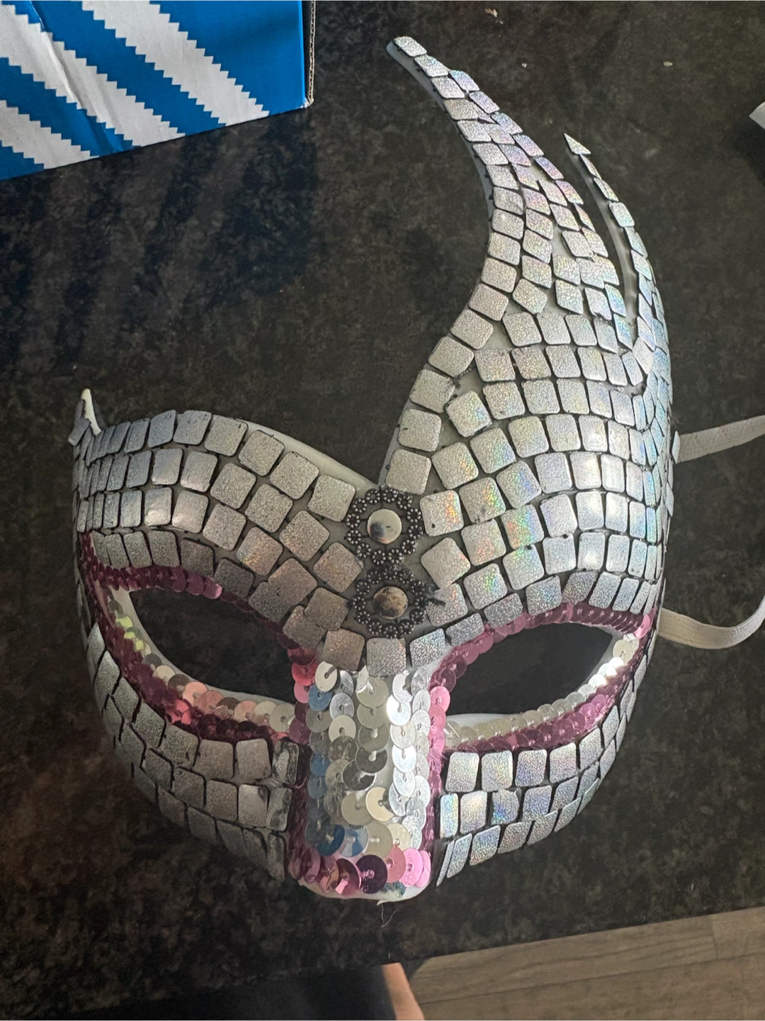 Silver Sequin and Mirror Masquerade Mask - photo 3