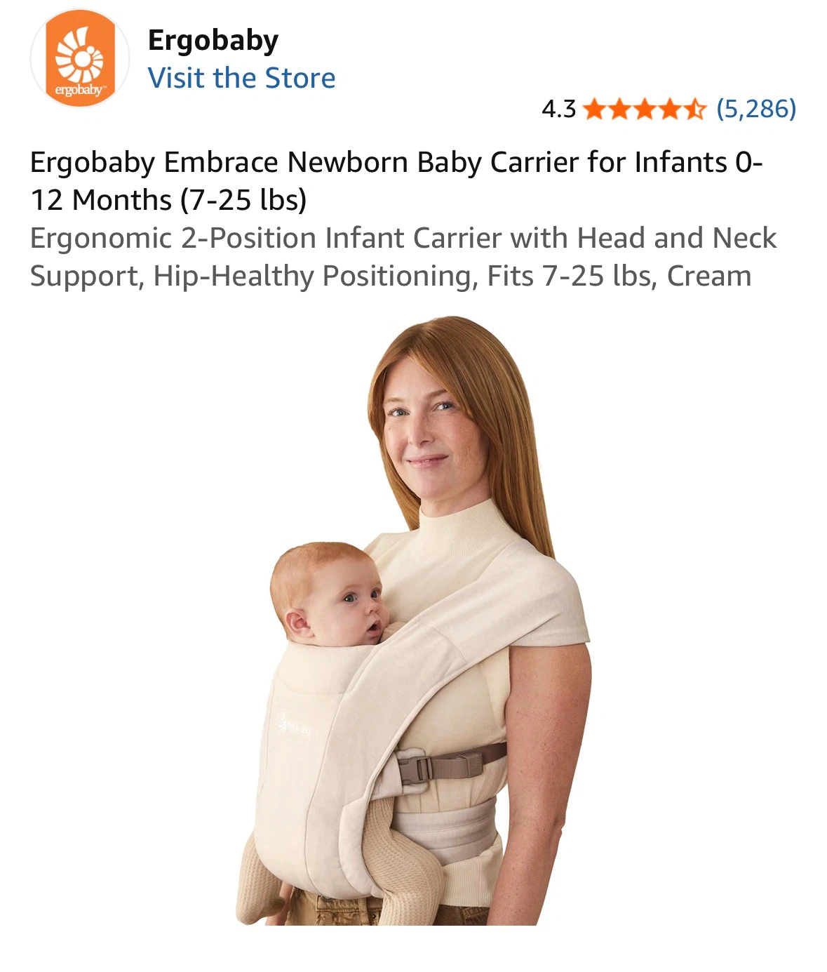 New! Ergobaby Embrace Newborn Baby Carrier
