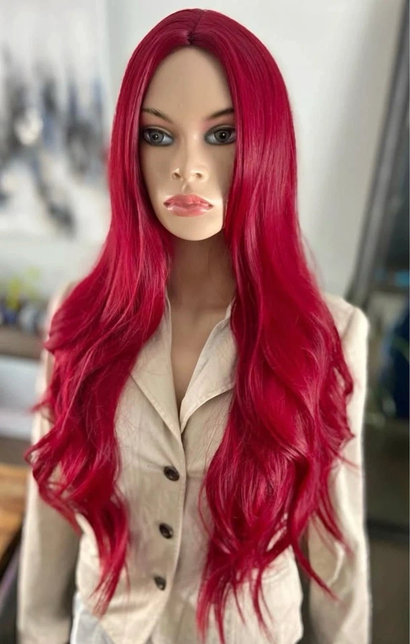 🏈 NEW 34” Long Red Little Mermaid Poison Ivy Synthetic Wig 2251