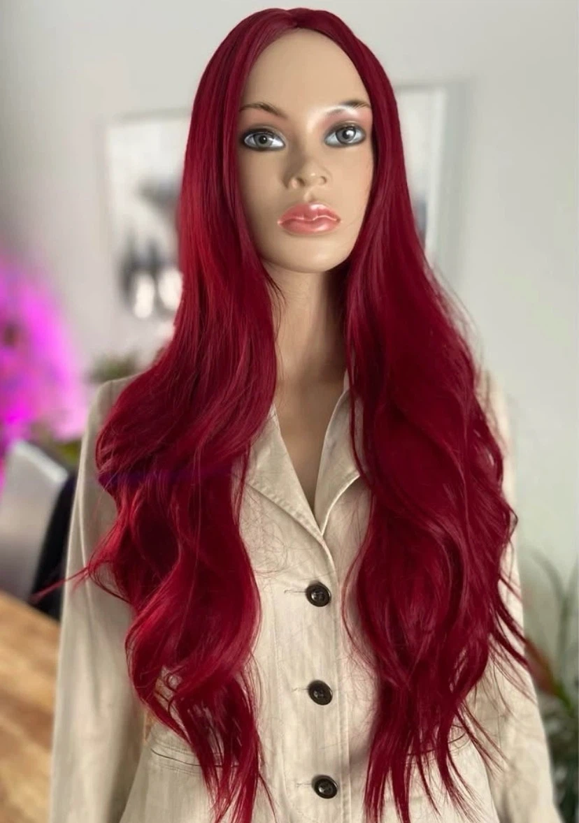 🏈 NEW 34” Long Red Little Mermaid Poison Ivy Synthetic Wig 2251 - photo 2