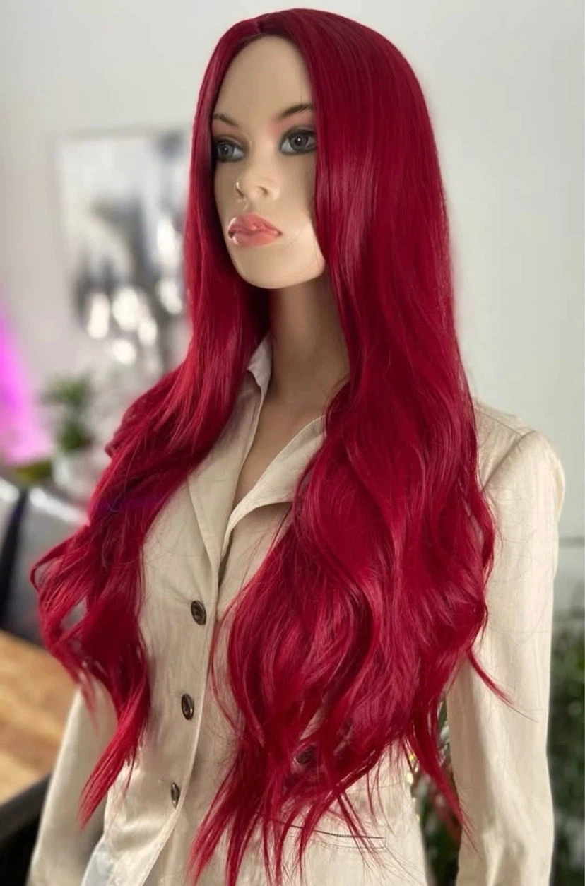 🏈 NEW 34” Long Red Little Mermaid Poison Ivy Synthetic Wig 2251 - photo 4