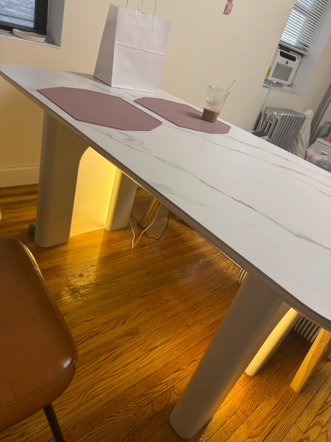 White Dining Table with Integrated Light - photo 2