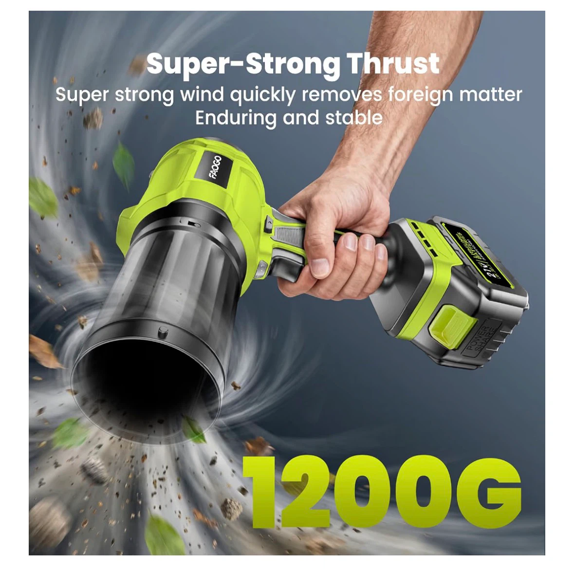 FAOGO Cordless Electric Leaf Blower with 2 Batteries - photo 4