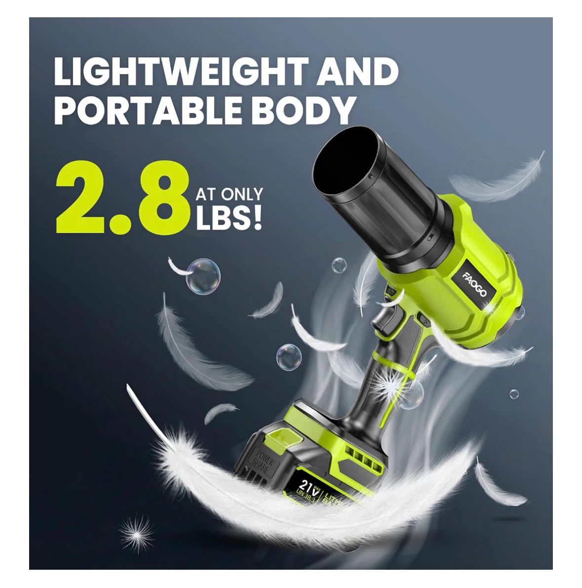 FAOGO Cordless Electric Leaf Blower with 2 Batteries - photo 5