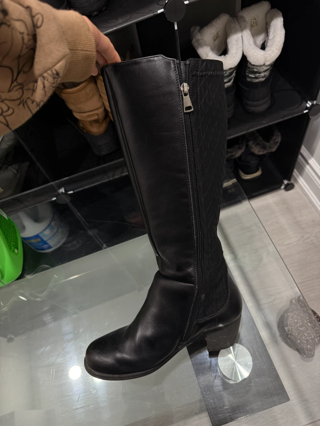 Black Quilted Knee-High Boots 37 - photo 2