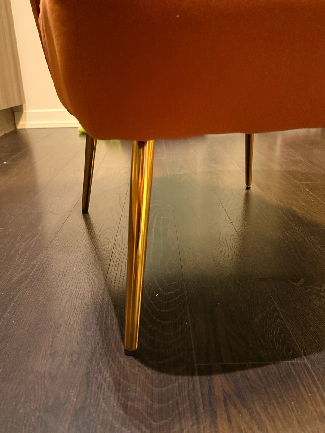 Homesense Orange velvet accent chair with gold legs - photo 2