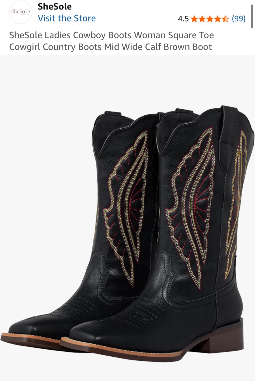 SheSole Ladies Cowboy Boots