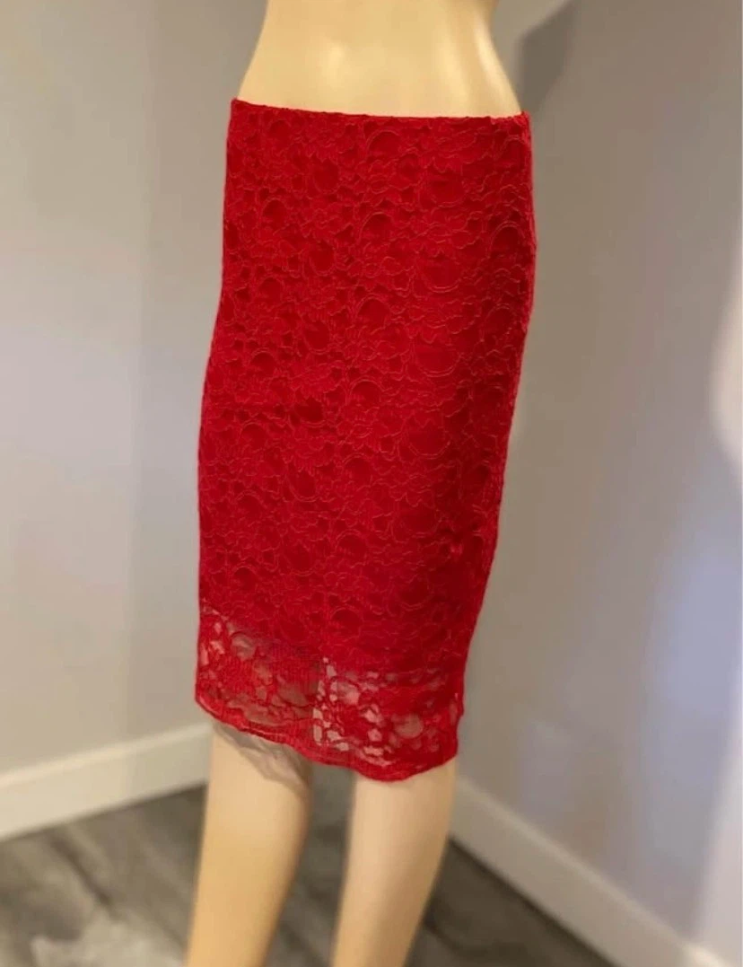 🏈 NEW Ricki’s Red lace pencil skirt XS