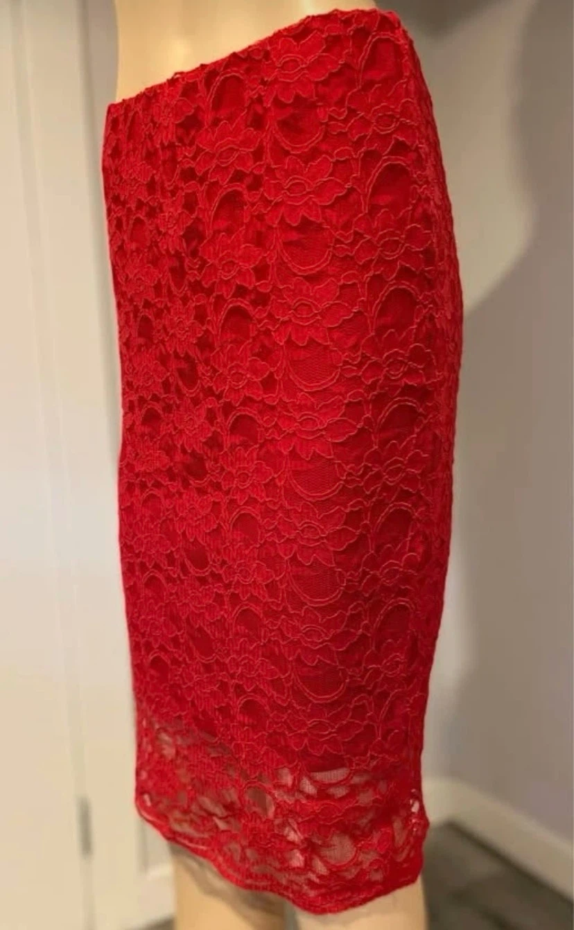 🏈 NEW Ricki’s Red lace pencil skirt XS - photo 2
