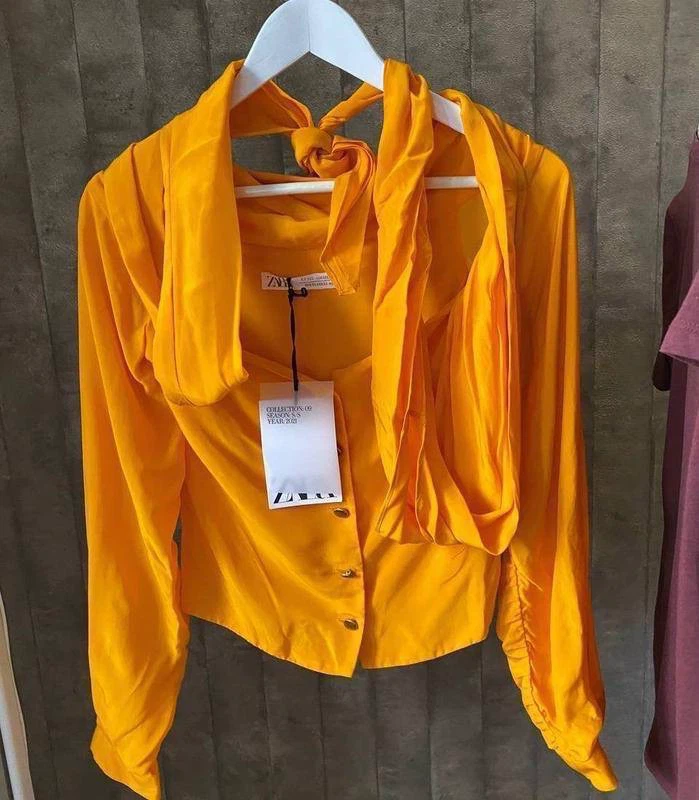 ZARA Limited Collection Bright Orange Blouse – Size XS - photo 5