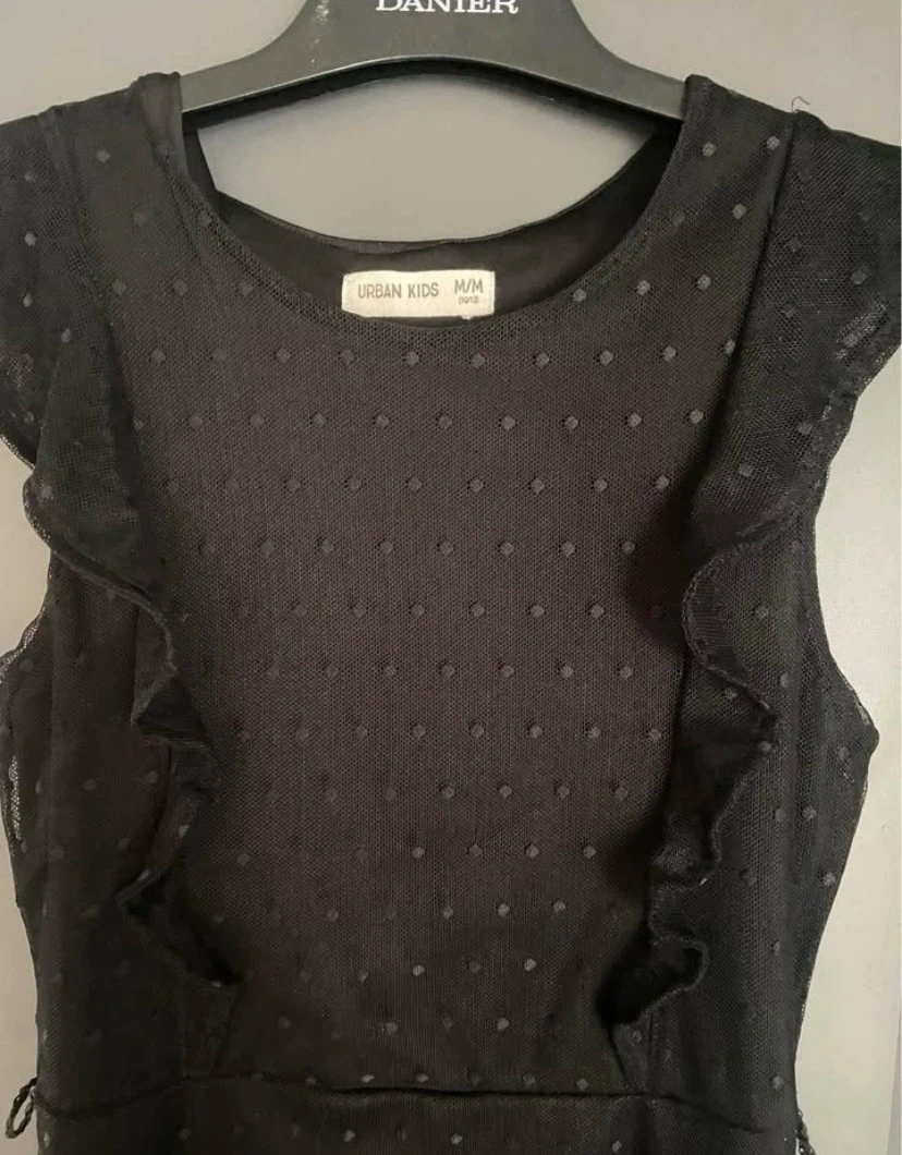 🏈 EUC Urban Kids Black Polka Dot Ruffle Dress 10-12 yrs - photo 4