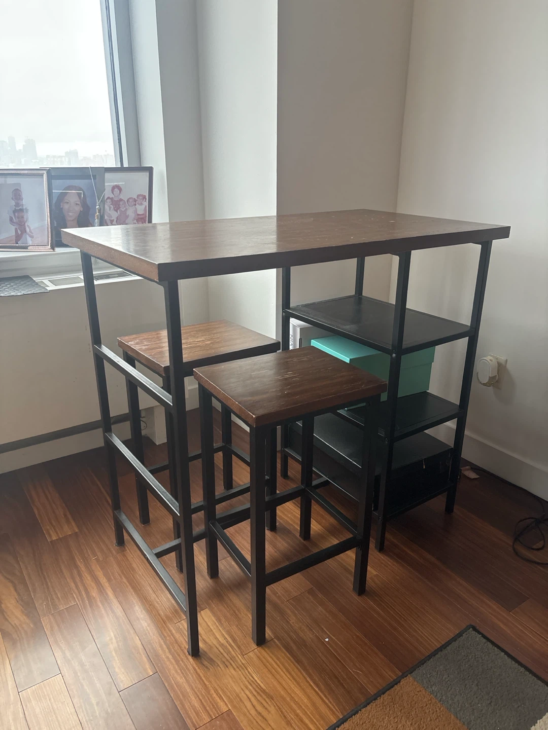 Industrial Style Pub Table and Two Stools