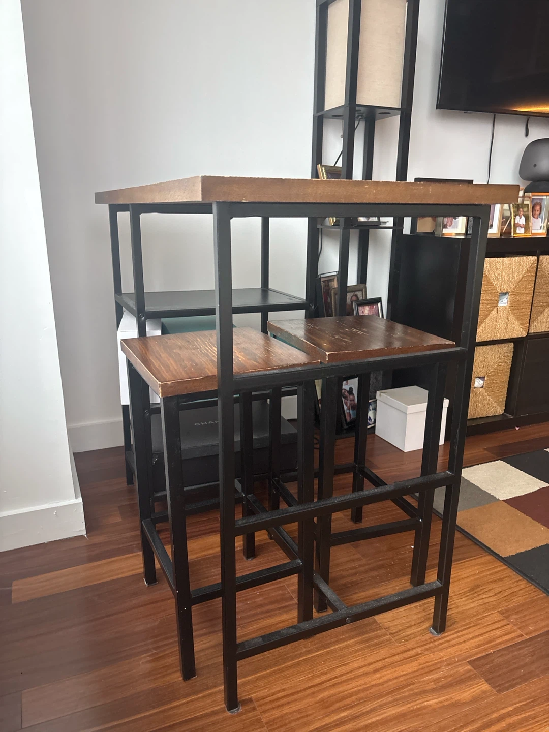 Industrial Style Pub Table and Two Stools - photo 2