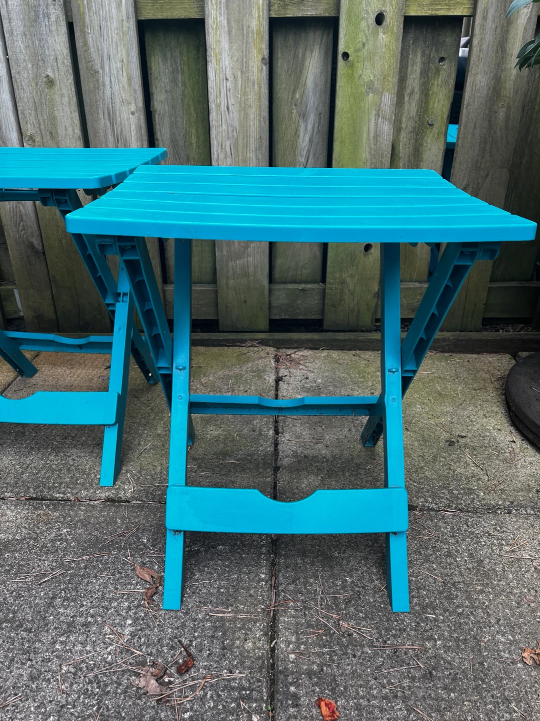 Set of 2 Teal Folding Patio Tables - photo 2