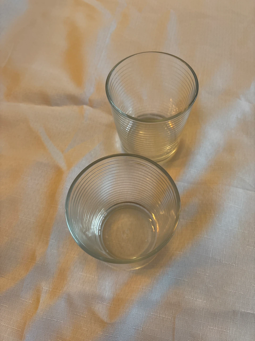 Set of Two Ribbed Glass Tumblers