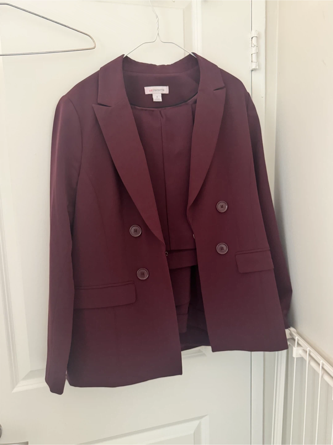 Liz Claiborne Burgundy Double-Breasted Blazer