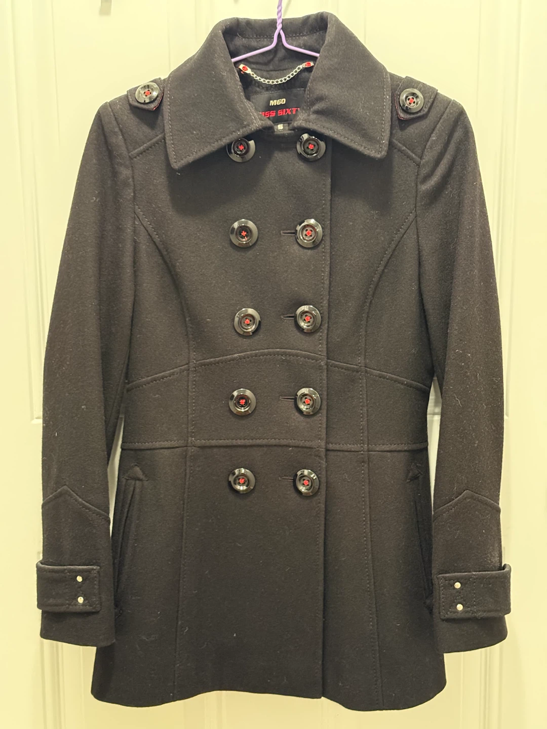 Miss Sixty Black Pea Coat (Size Small)