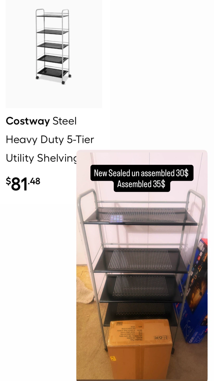 Costway 5-Tier Rolling Utility Shelving Cart