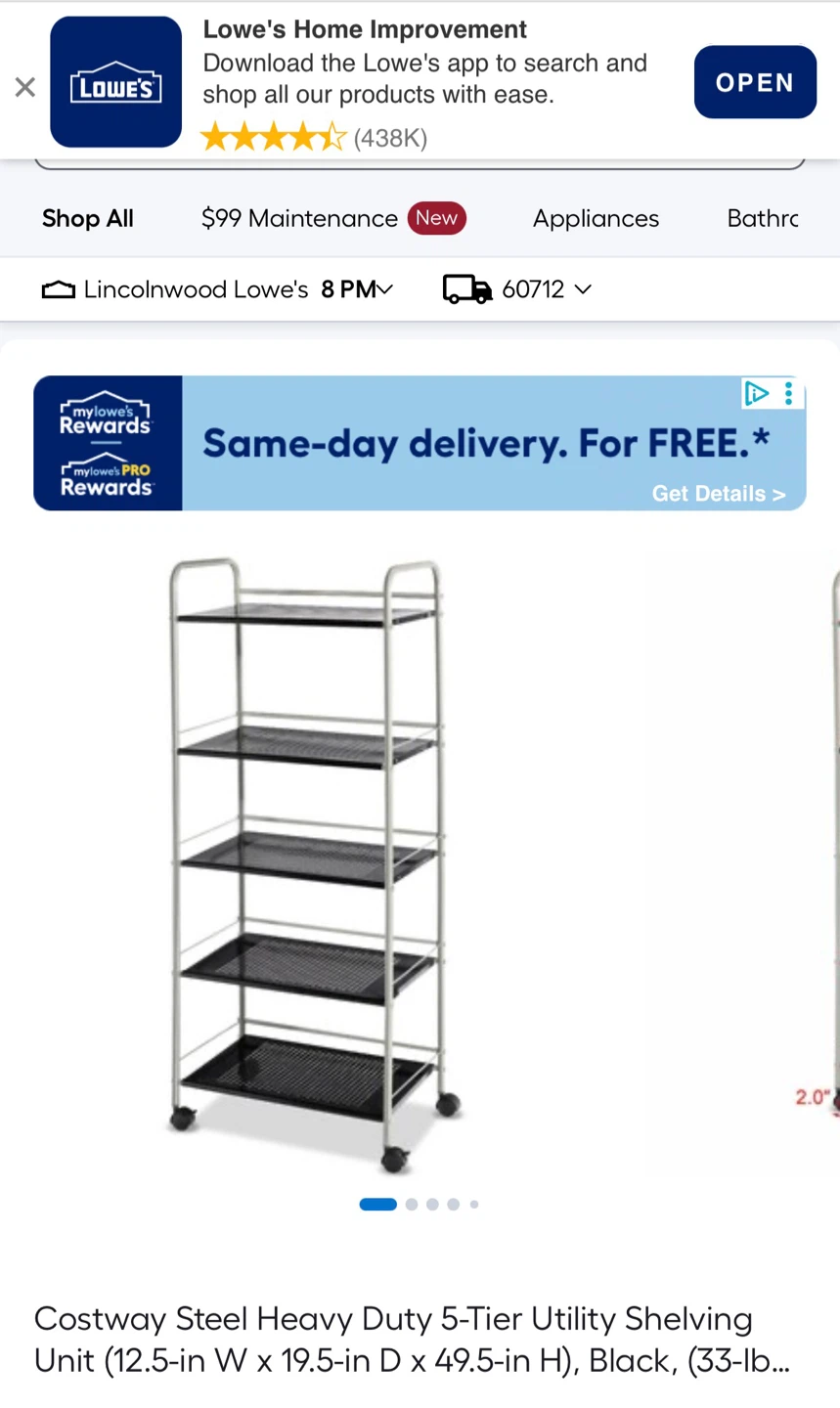 Costway 5-Tier Rolling Utility Shelving Cart - photo 3