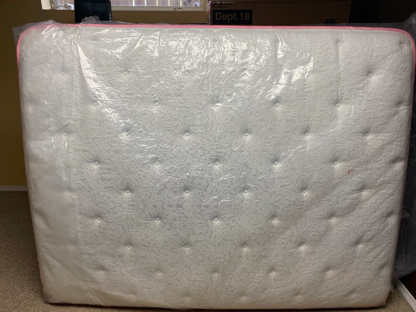 Brand New- Queen Mattress , grey with pink trim