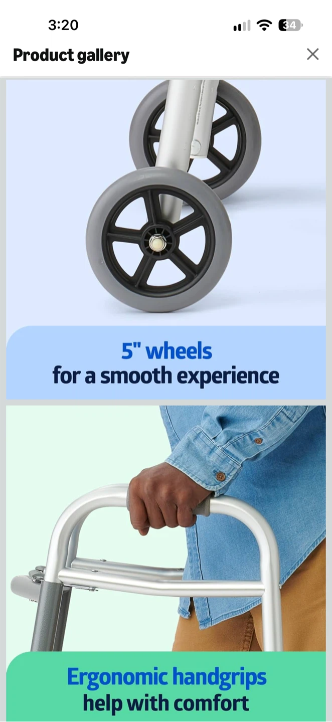 Folding Walker with 5" Wheels - photo 3