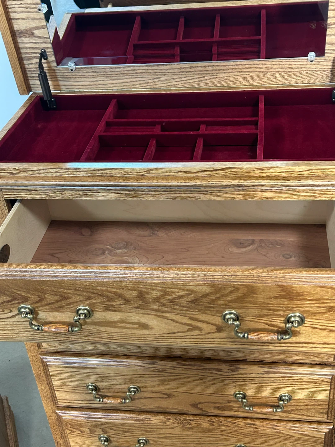 Bebe Furniture Oak Tallboy Dresser and 2 Nightstands - photo 5