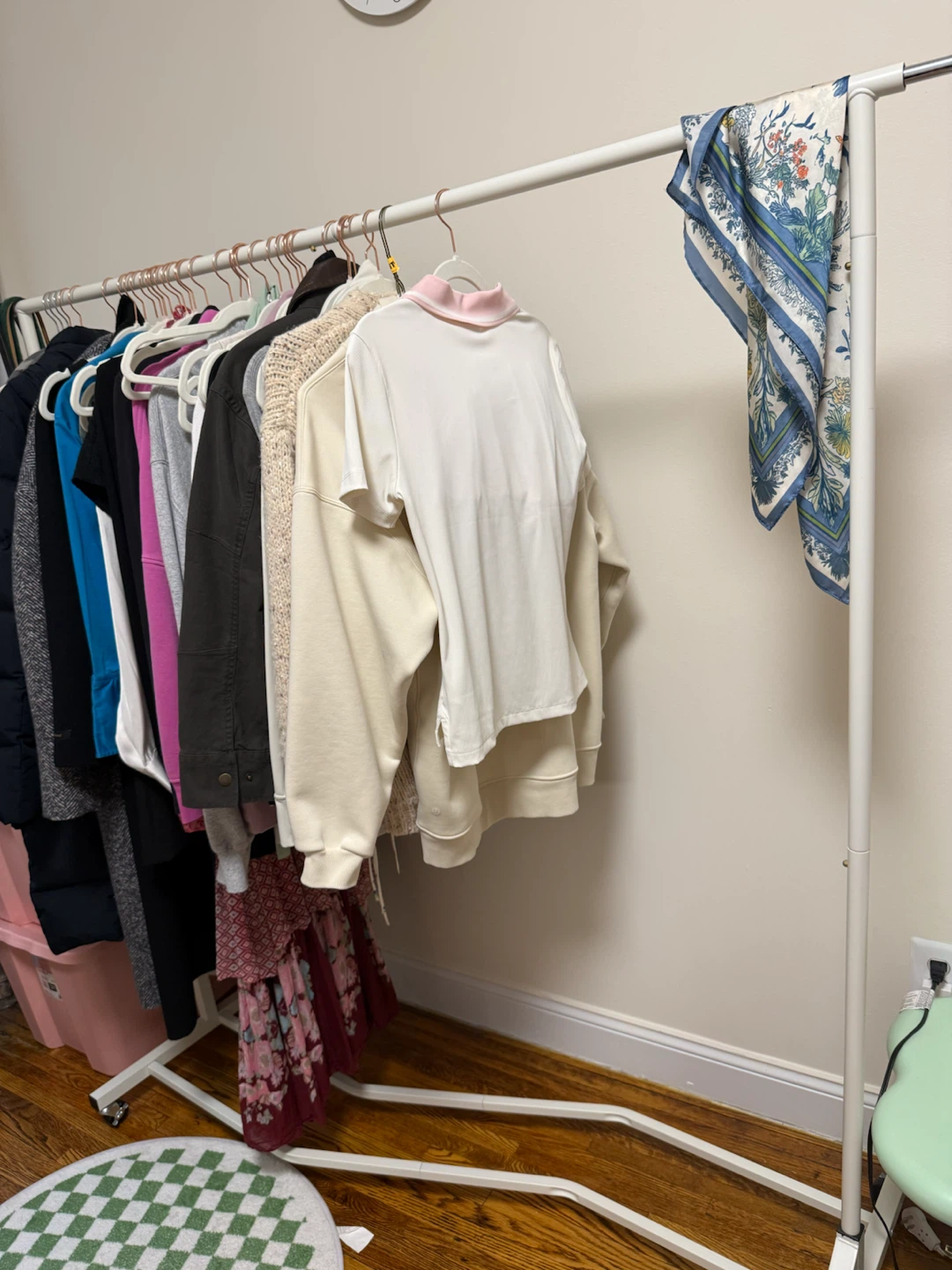 White Rolling Clothes Rack