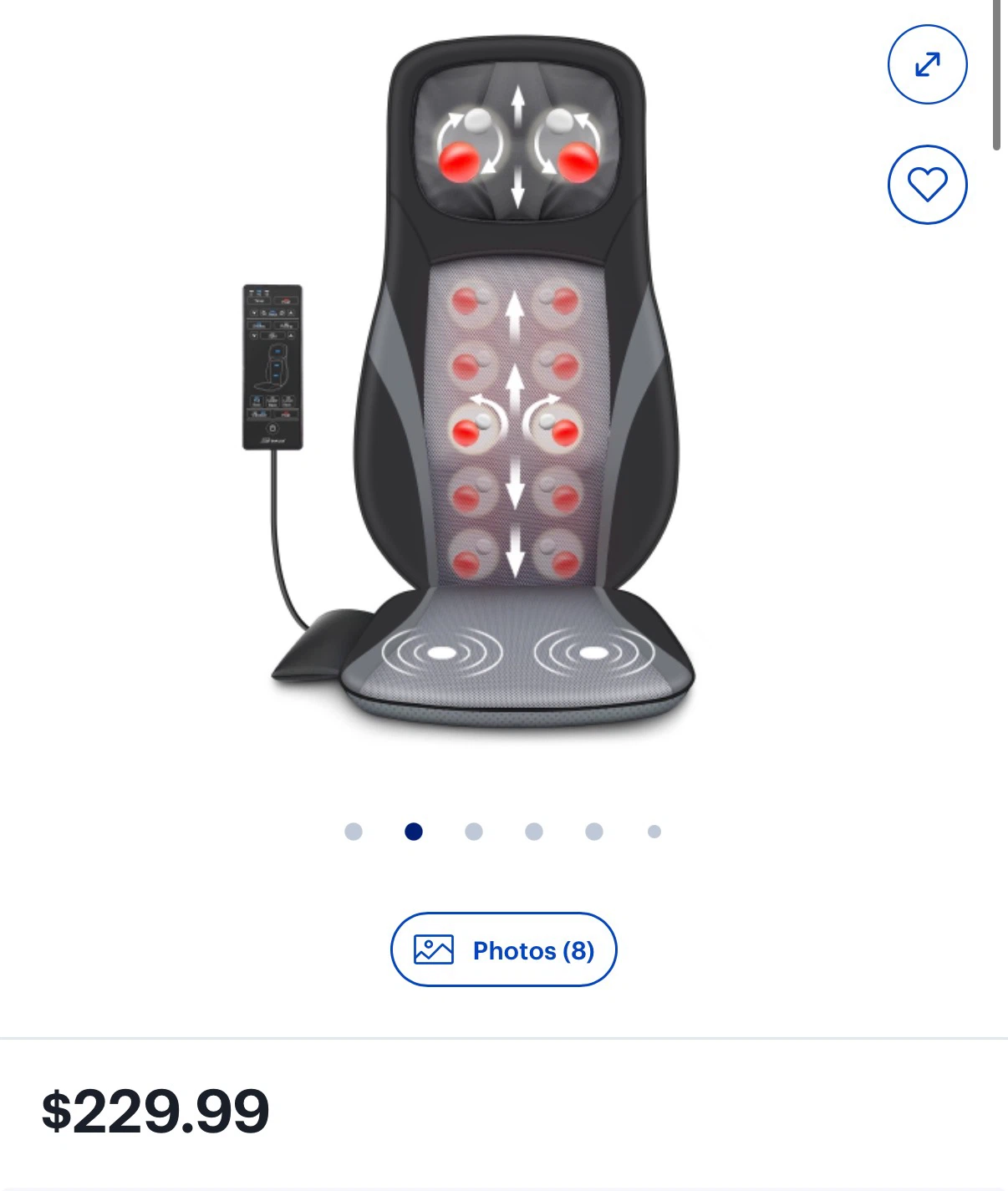 Shiatsu & Rolling Massage Seat Cushion with Heat — Like New