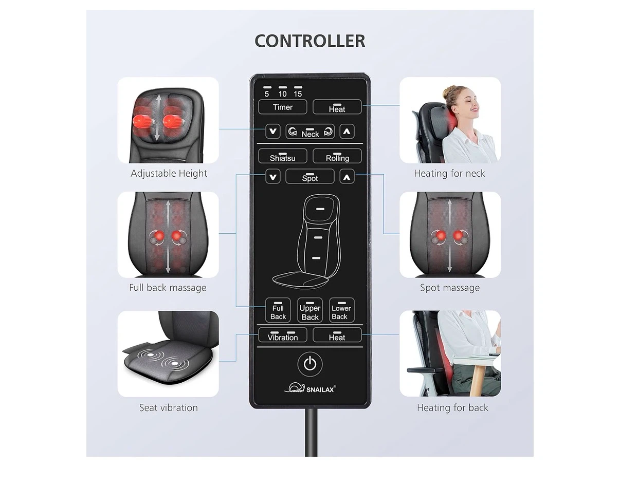 Shiatsu & Rolling Massage Seat Cushion with Heat — Like New - photo 2