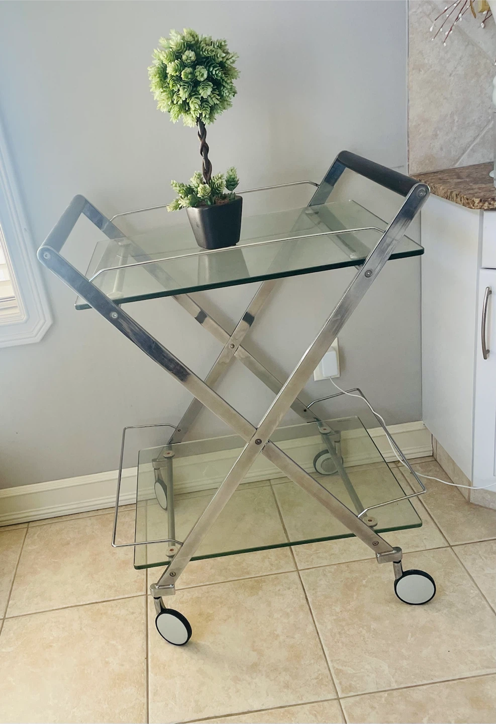 Chrome and Glass Serving Cart