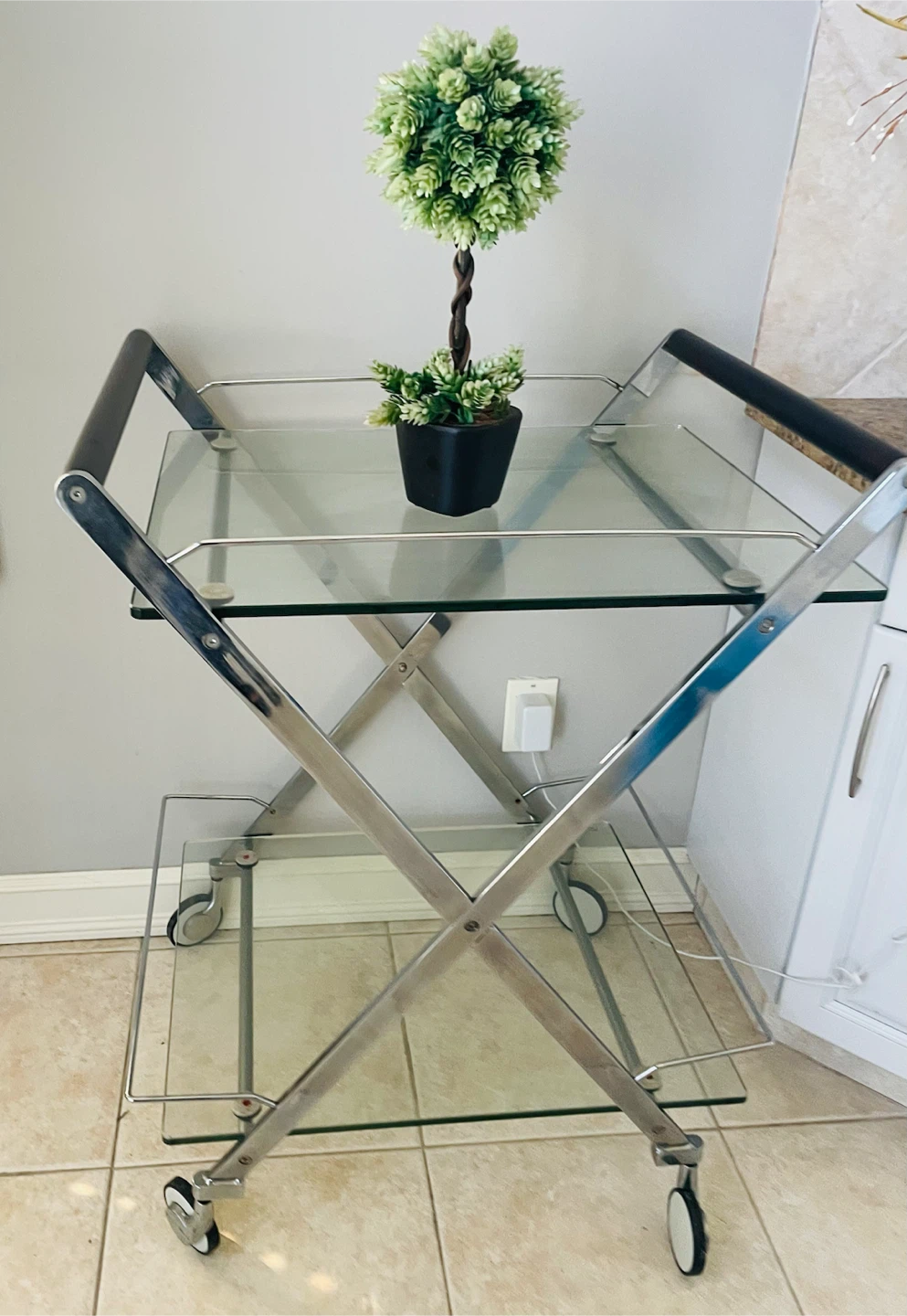 Chrome and Glass Serving Cart - photo 2