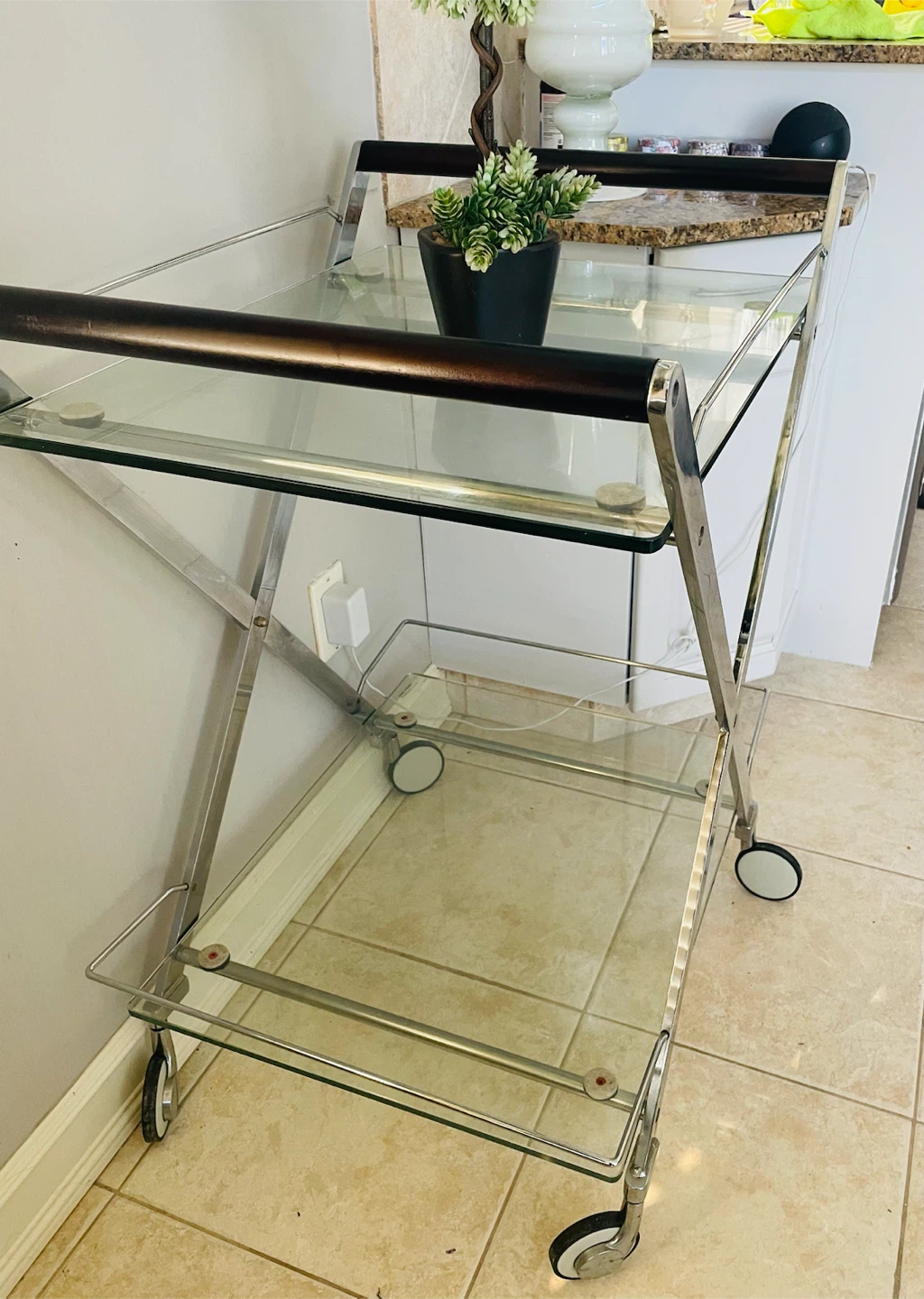 Chrome and Glass Serving Cart - photo 4