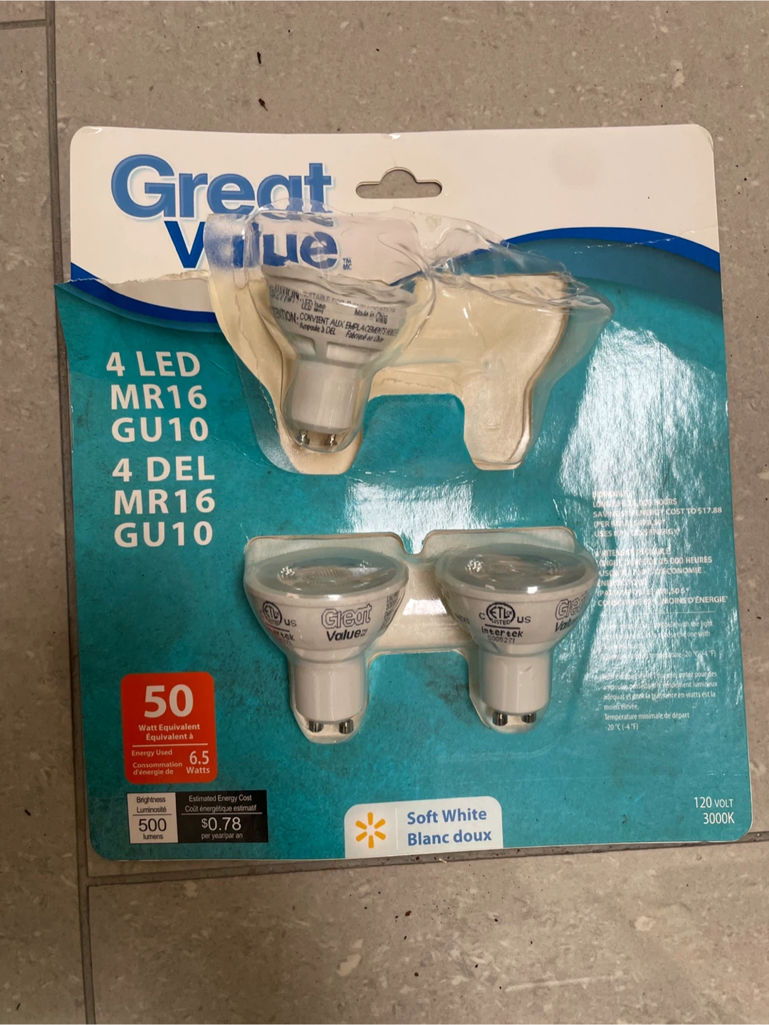 🏈 3 unused LED MR16 GU10 Bulbs