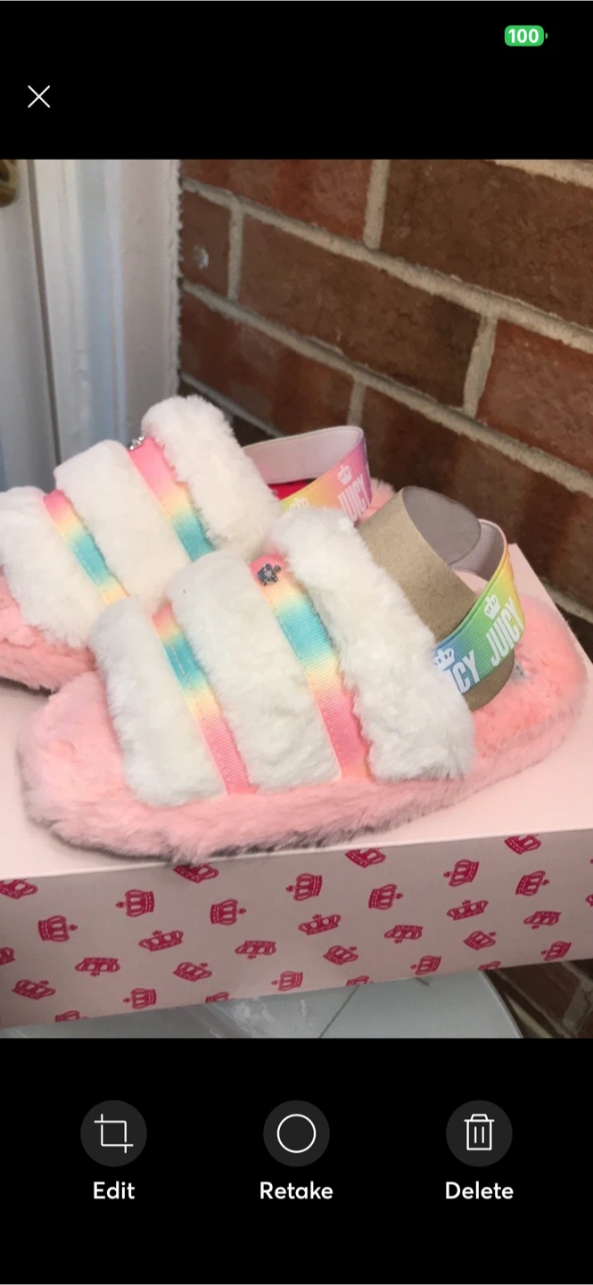 Juicy Couture 🏈 Rainbow Faux Fur Sandals - photo 2