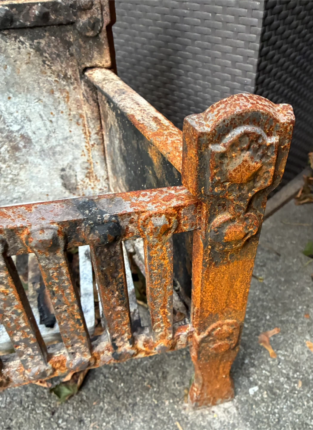 Antique Arts Crafts Cast Iron Fireplace Fire Basket Grate - photo 4