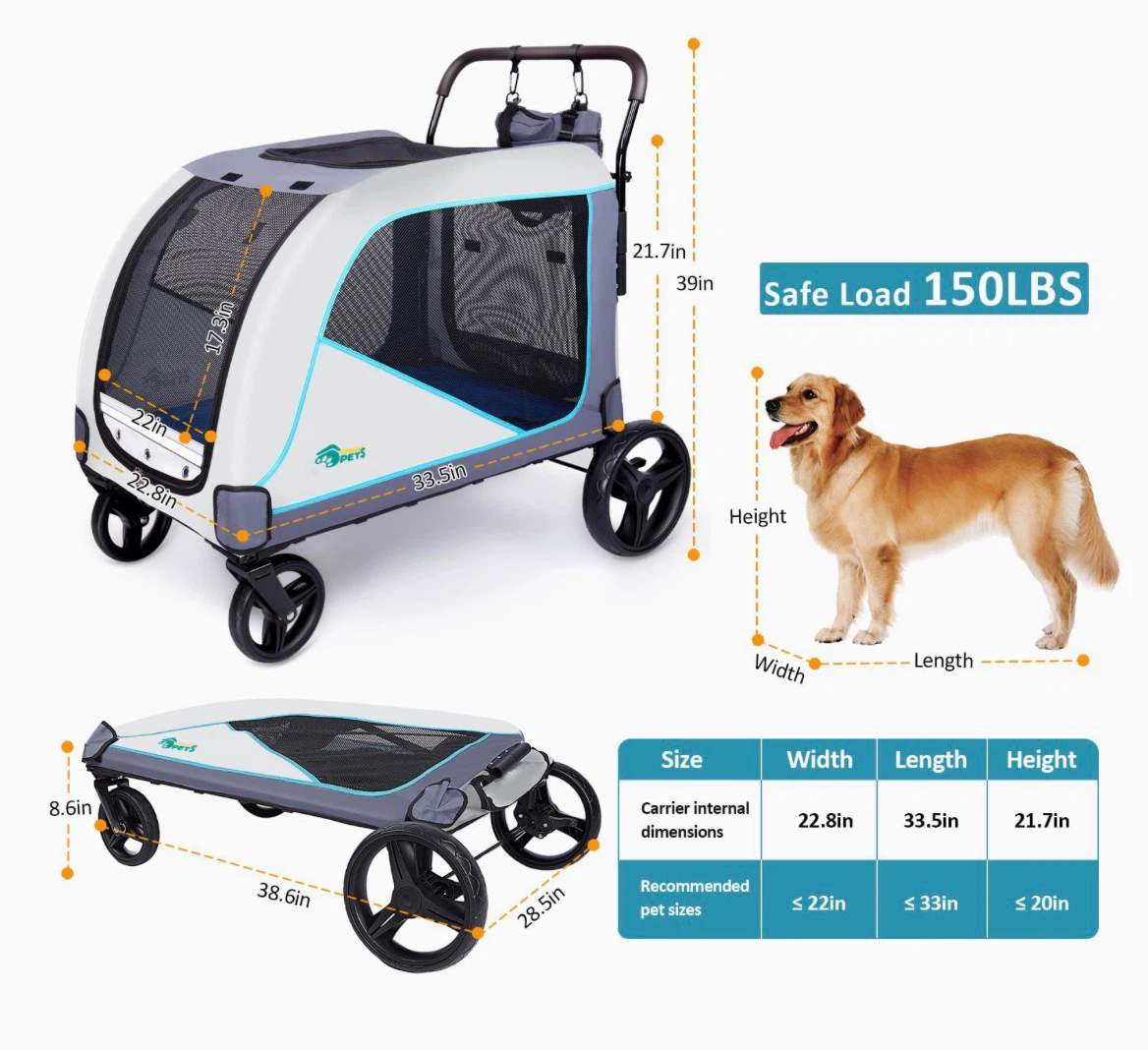 Ownpets Extra Large Pet Stroller (PET0306) - photo 4