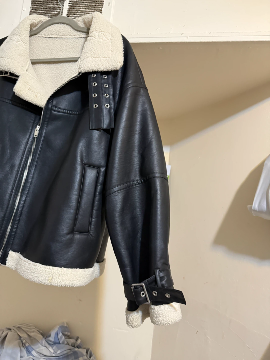 Faux Leather Sherpa Lined Jacket - photo 2