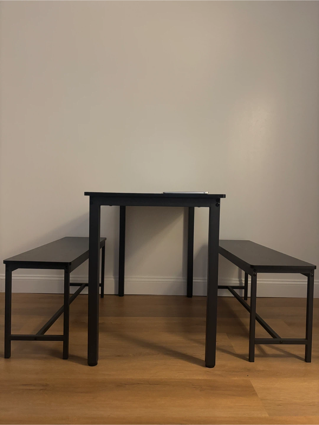 Black Dining Table with Two Benches - photo 2