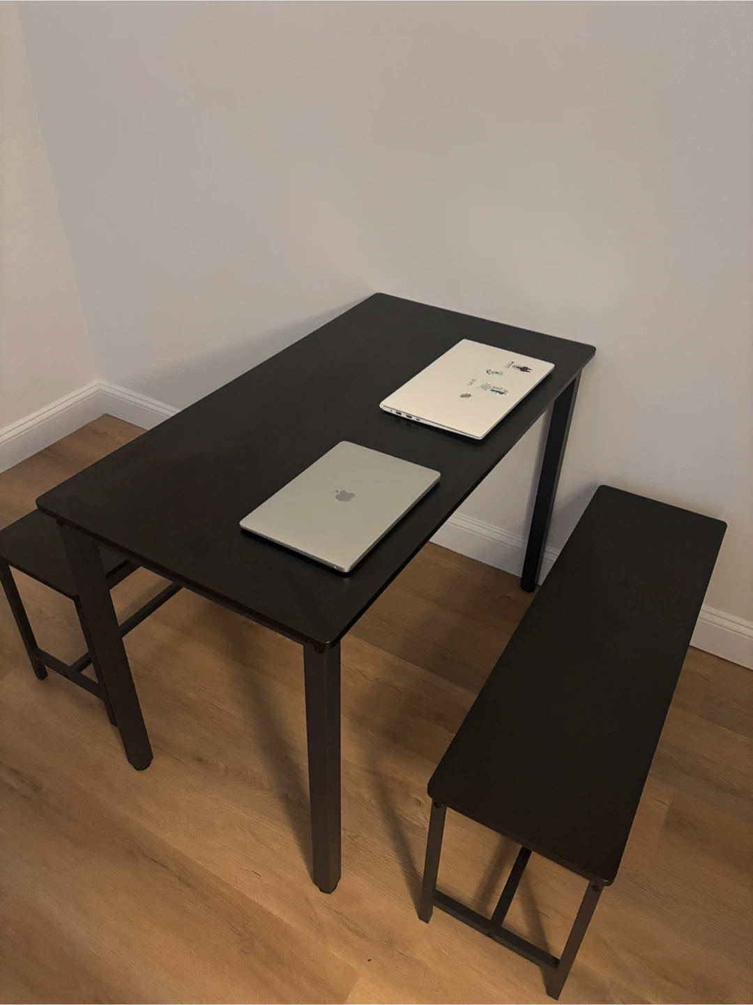 Black Dining Table with Two Benches - photo 3