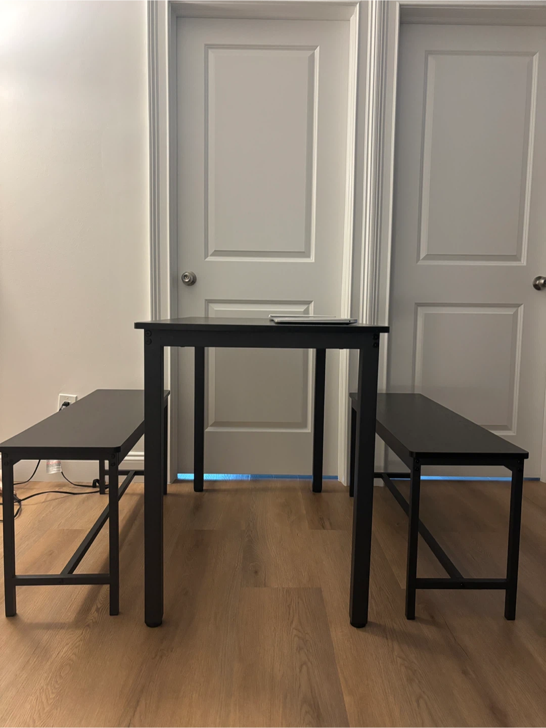Black Dining Table with Two Benches - photo 4