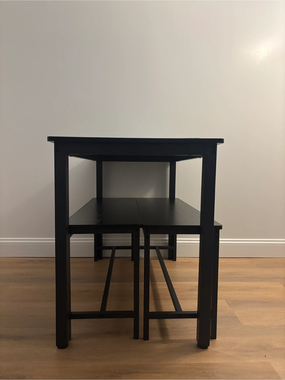 Black Dining Table with Two Benches - photo 5
