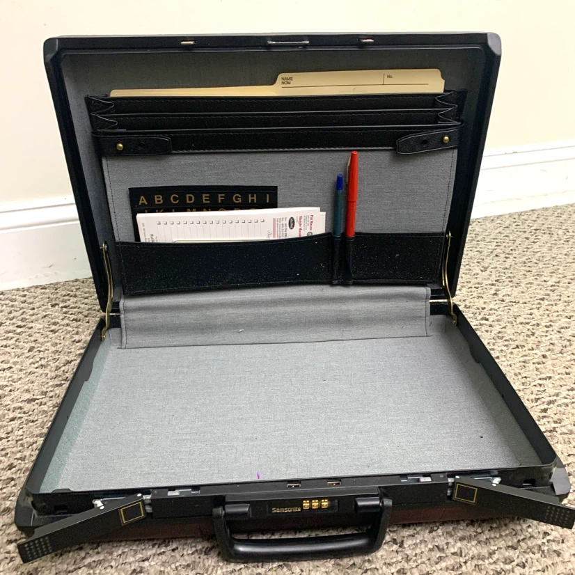 Hard Shell Briefcase Business Document Case Brown Samsonite - photo 2