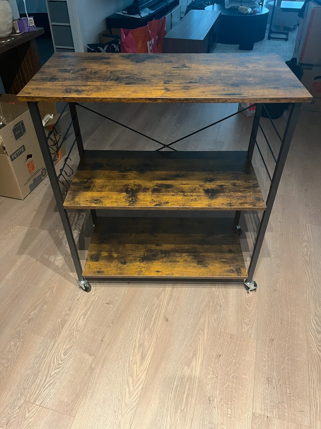 Rustic kitchen cart with wheels