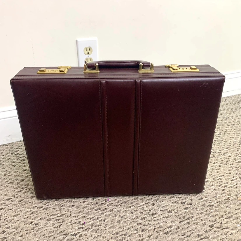 Briefcase Burgundy Leather Business Document Case