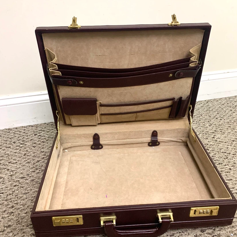 Briefcase Burgundy Leather Business Document Case - photo 2
